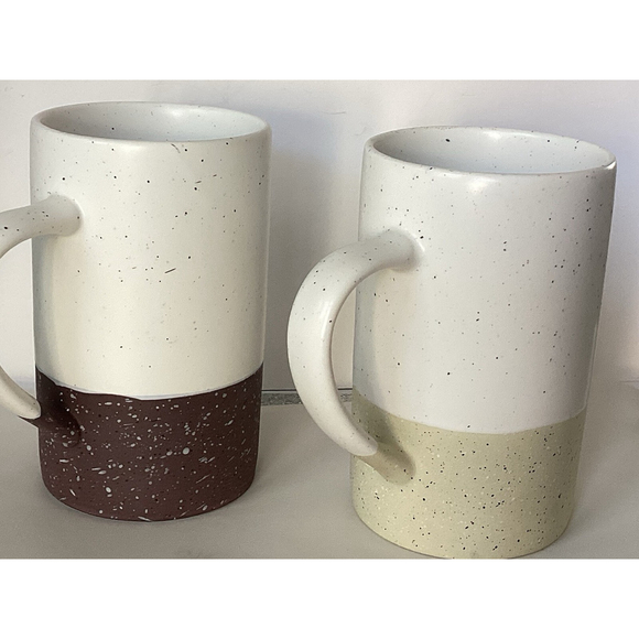 Mora Ceramics Speckled Coffee Mug Set “Hit pause “ Line 12oz Tea Cups Set of 2 - Picture 4 of 9